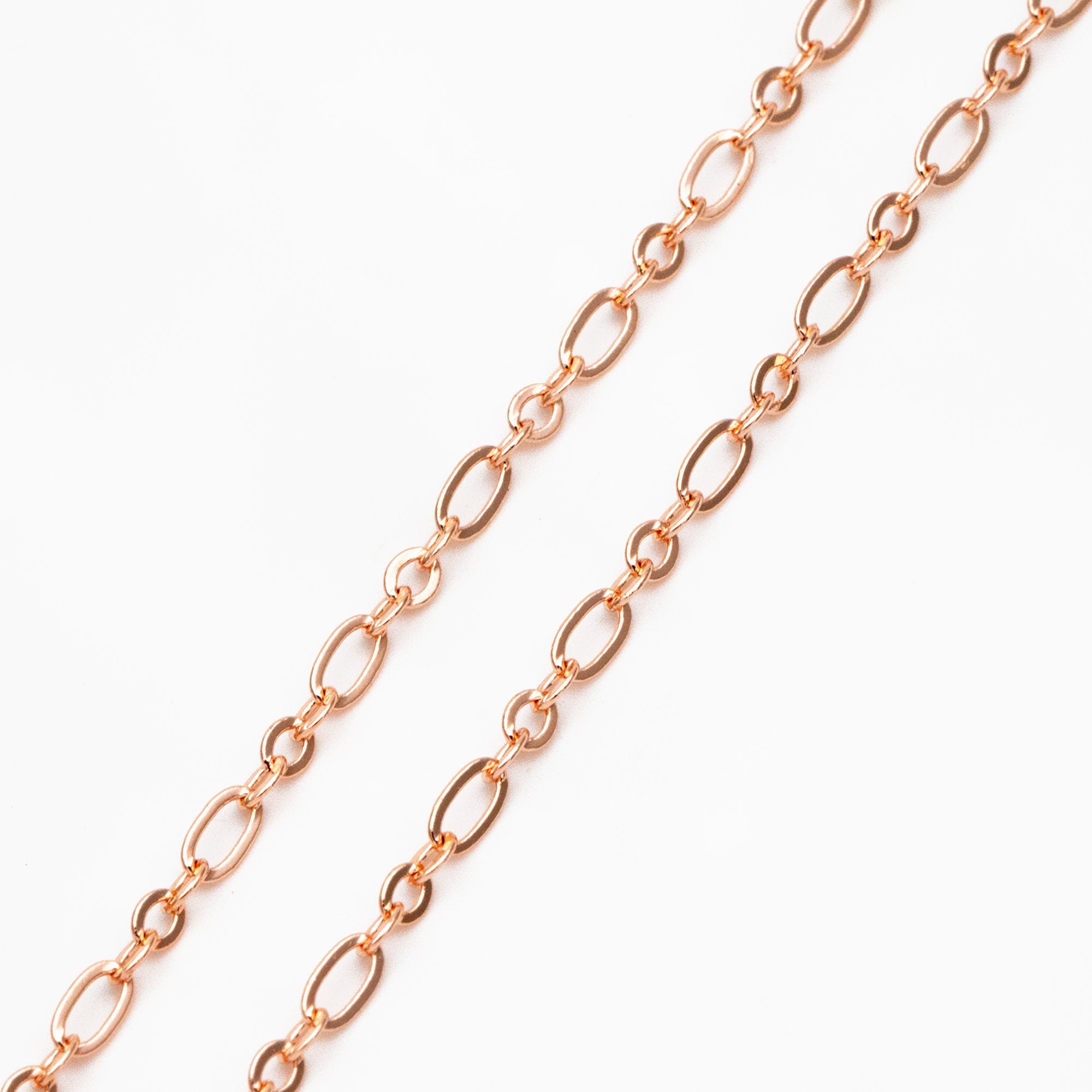 Gold/ rhodium/ Rose Gold plated Brass Oval Cable Chains 2.4mm, Figaro Chain Supplies Wholesale (#LK-285)/ 1 Meter=3.3 ft