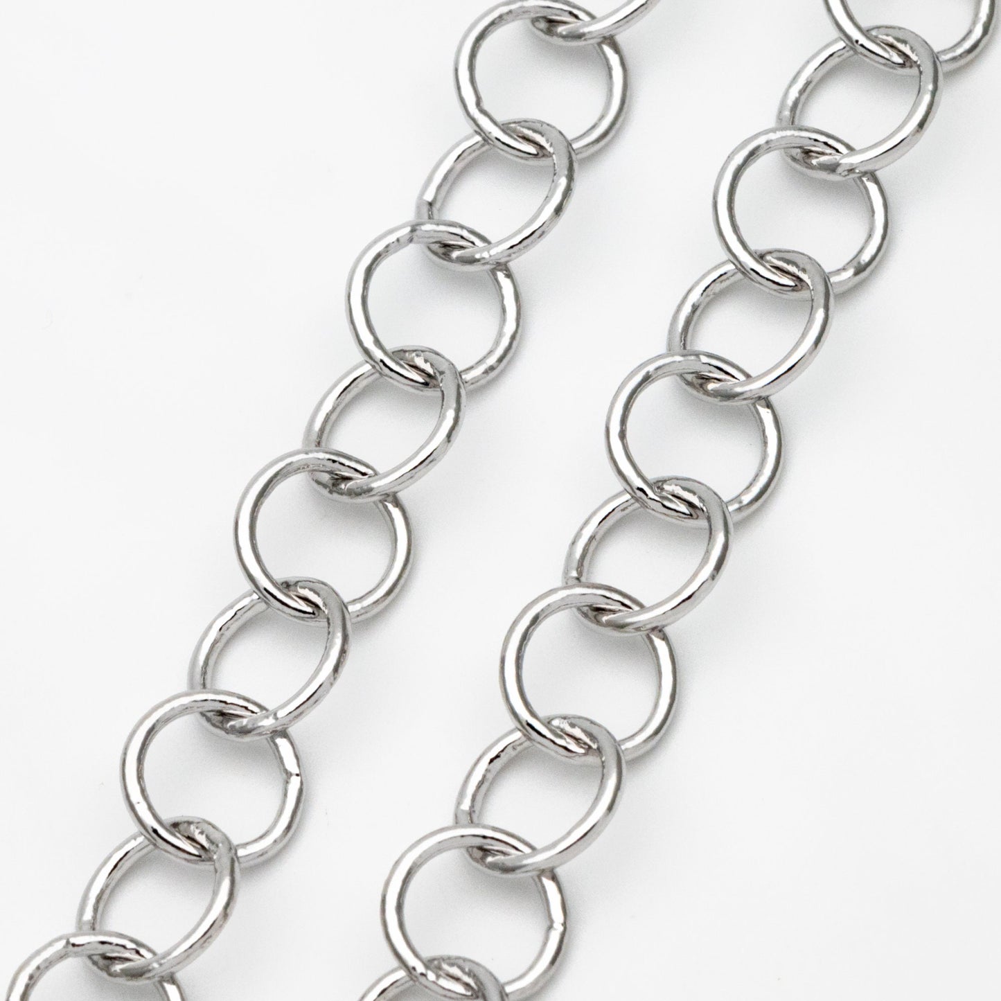 Gold/ Silver/ Rose Gold Round Loop Chain 8mm, 18K Real Gold/ Rhodium plated Brass, Circle Link Chains (#LK-413)/ 1 Meter=3.3ft