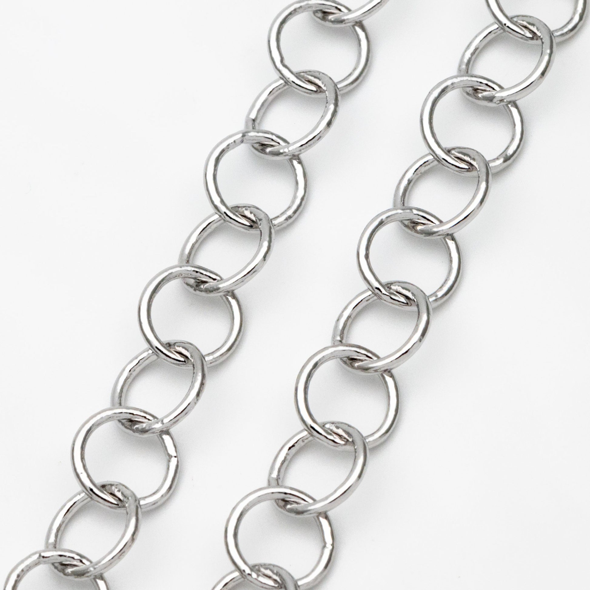 Gold/ Silver/ Rose Gold Round Loop Chain 8mm, 18K Real Gold/ Rhodium plated Brass, Circle Link Chains (#LK-413)/ 1 Meter=3.3ft