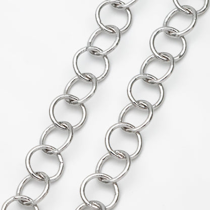 Gold/ Silver/ Rose Gold Round Loop Chain 8mm, 18K Real Gold/ Rhodium plated Brass, Circle Link Chains (#LK-413)/ 1 Meter=3.3ft