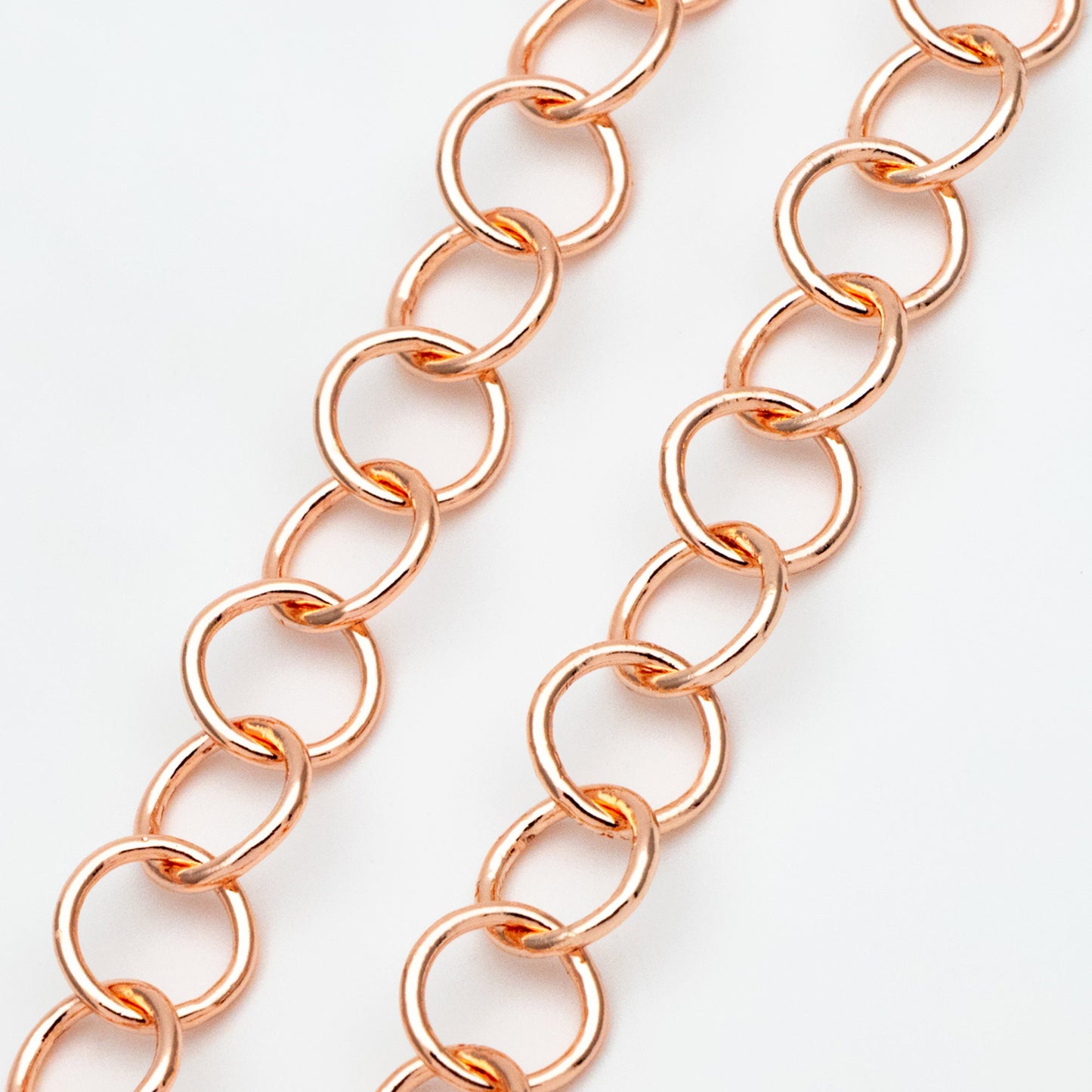 Gold/ Silver/ Rose Gold Round Loop Chain 8mm, 18K Real Gold/ Rhodium plated Brass, Circle Link Chains (#LK-413)/ 1 Meter=3.3ft