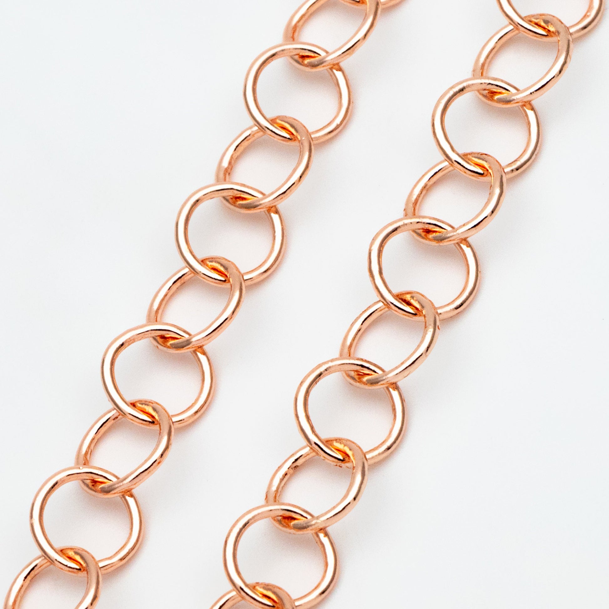 Gold/ Silver/ Rose Gold Round Loop Chain 8mm, 18K Real Gold/ Rhodium plated Brass, Circle Link Chains (#LK-413)/ 1 Meter=3.3ft