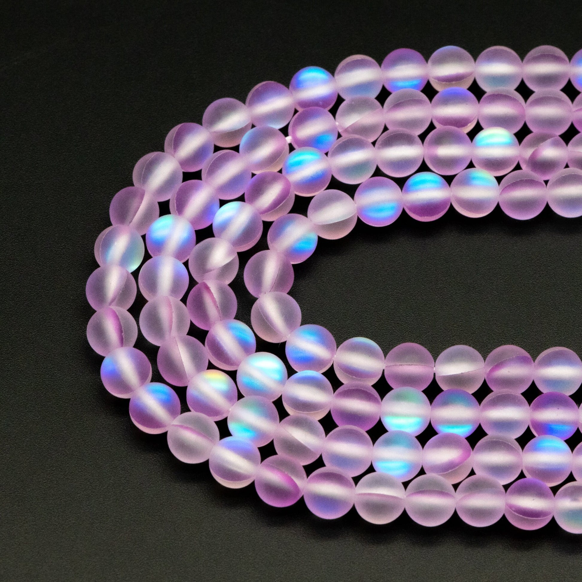 6mm Frosted Mystic Mermaid Glass Round Beads 6mm, 14.5" Strand (TR-074)