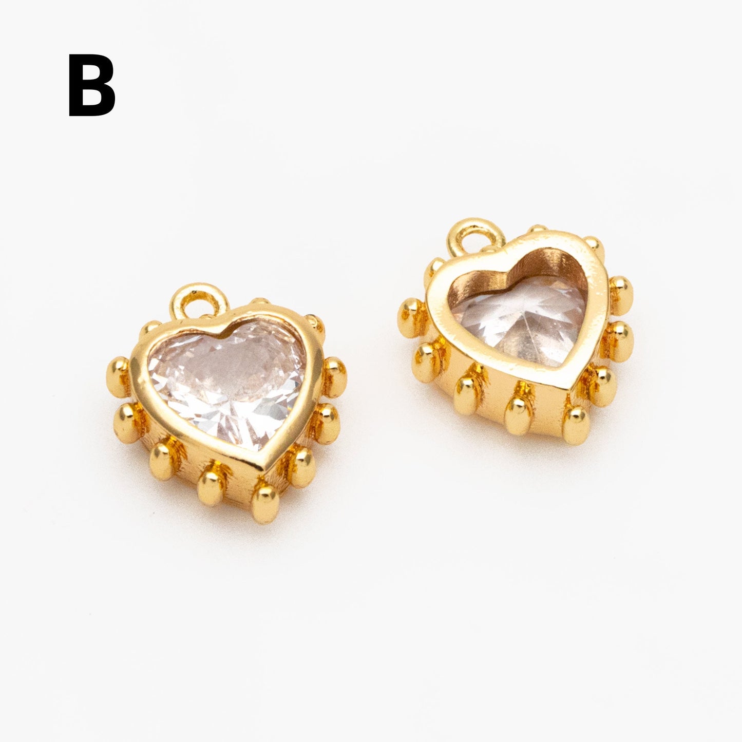 10pcs CZ Pave Teardrop/ Heart/ Rectangle/ 0val/ Marquise Charms, Gold plated Brass, Geometric Earring Charms (GB-4122)