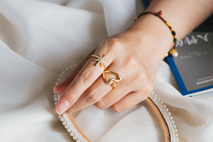 4pcs Gold Heart Ring, Everyday Ring, Fashion Rings, Adjustable Ring, Minimalist Ring (#GB-3624)