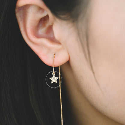 10pcs CZ Pave Gold Star Charm Pendant 8x6.5mm, Real Gold plated Brass (GB-162-A)