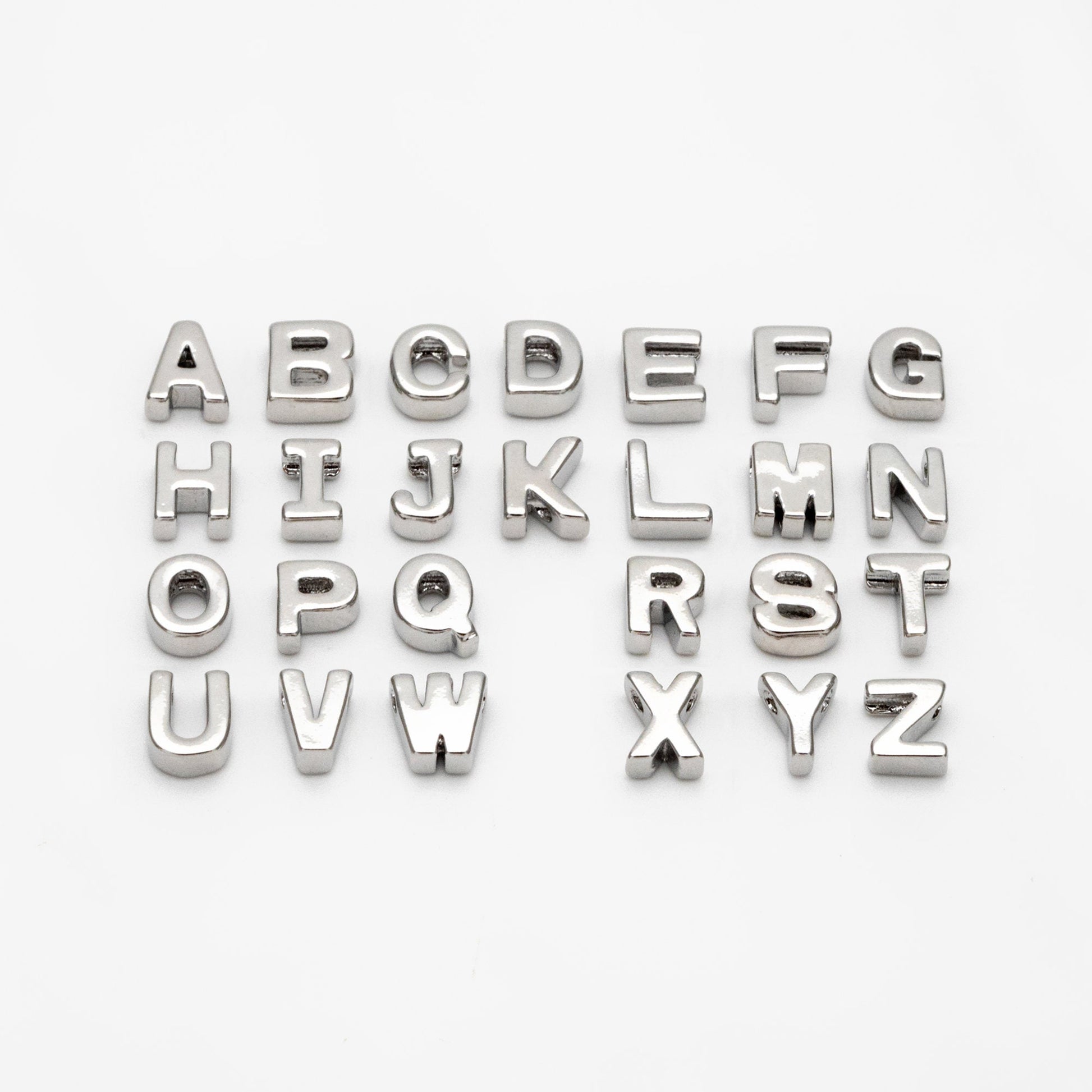 10pcs Gold/ Silver Alphabet Charms 6mm, English Letter Beads, 18K Gold/ Rhodium plated Brass, You Choose Letter (GB-1927)