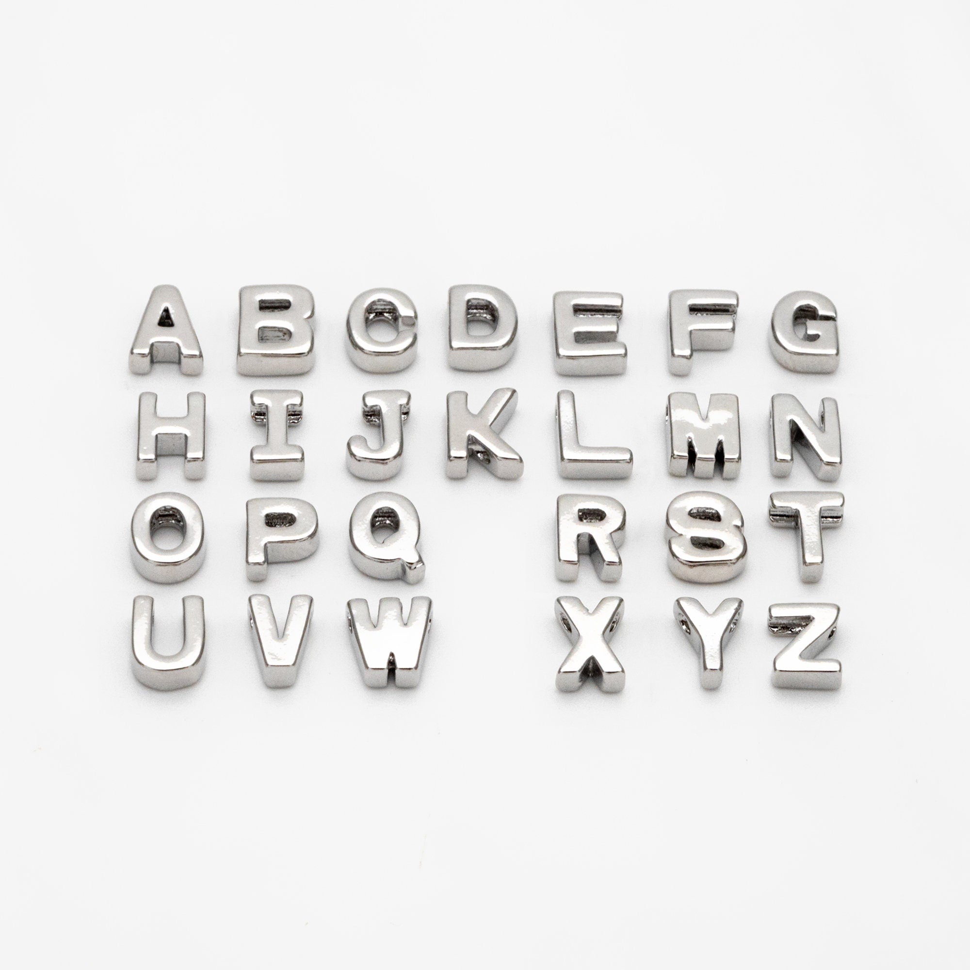10pcs Gold/ Silver Alphabet Charms 6mm, English Letter Beads, 18K Gold/ Rhodium plated Brass, You Choose Letter (GB-1927)
