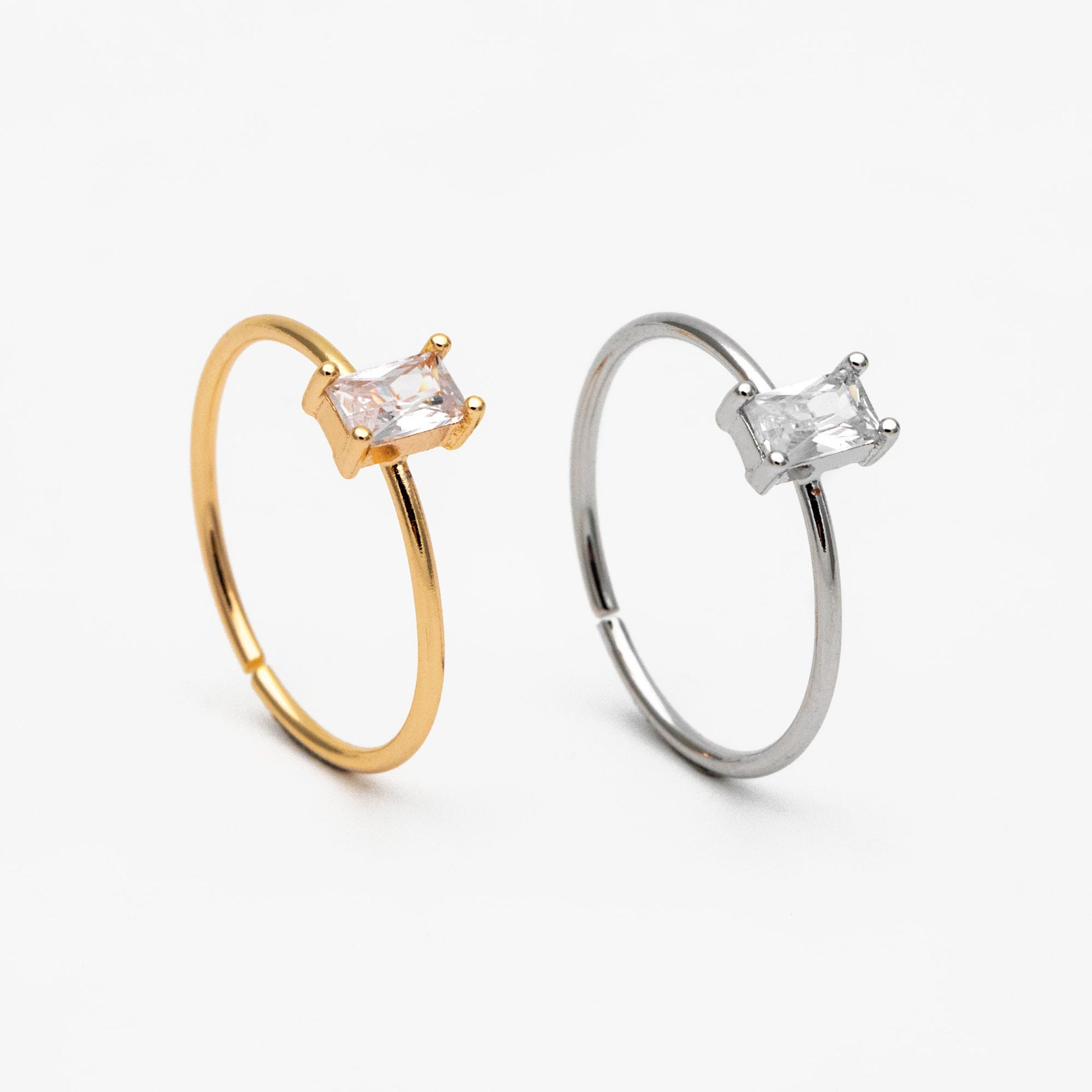 4pcs CZ Pave Gold/ Silver Rectangle Ring, Dainty Ring, Thin Ring, Everyday Ring (#JZ-014-B)