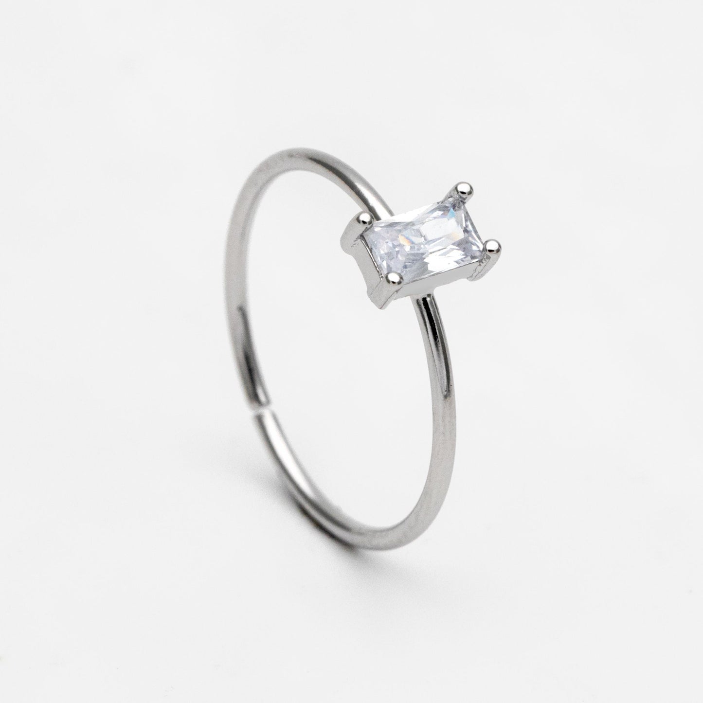 4pcs CZ Pave Gold/ Silver Rectangle Ring, Dainty Ring, Thin Ring, Everyday Ring (#JZ-014-B)