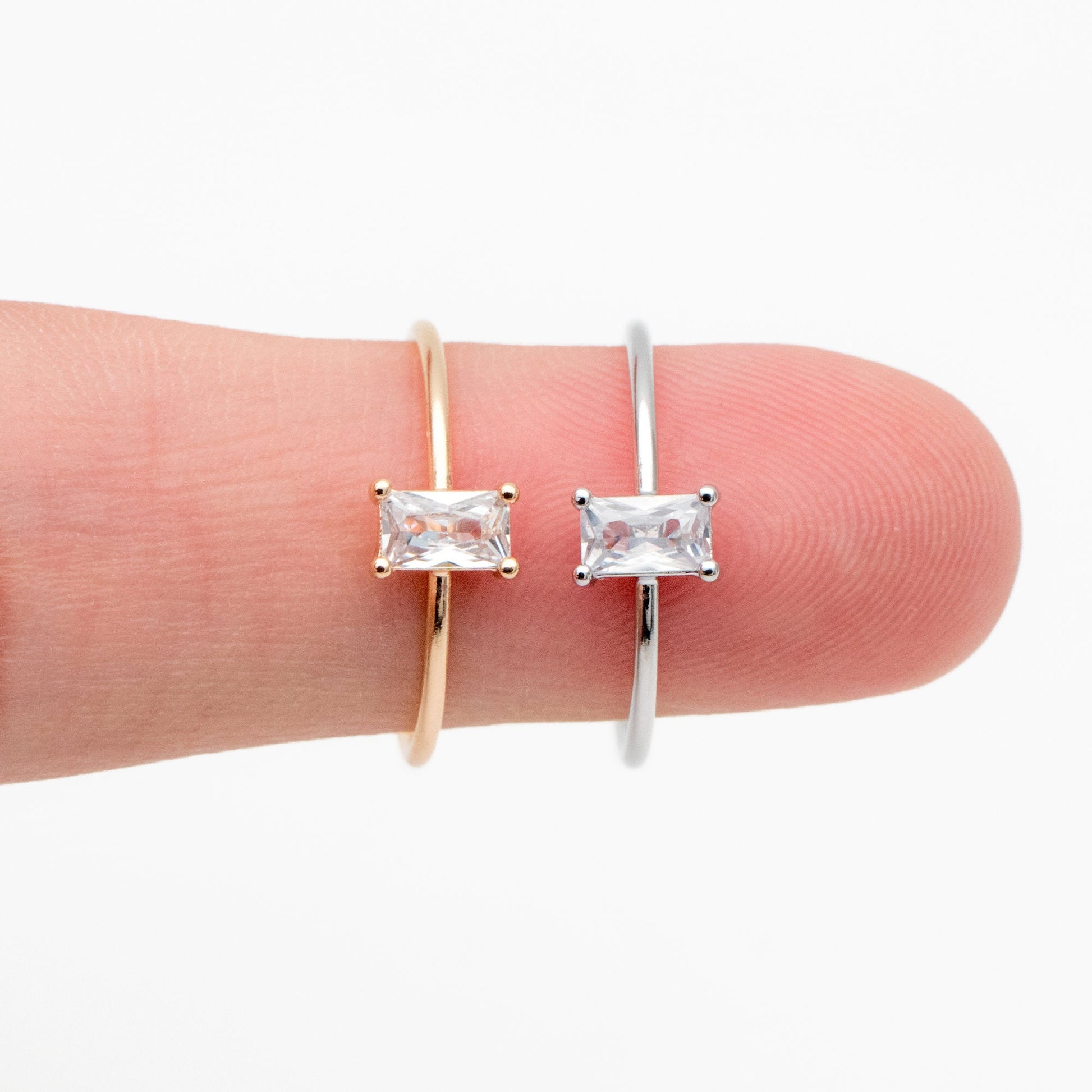 4pcs CZ Pave Gold/ Silver Rectangle Ring, Dainty Ring, Thin Ring, Everyday Ring (#GB-4172)