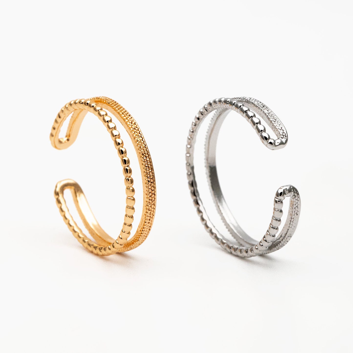 4pcs Double Band Gold/ Silver Ring, Adjustable Ring, Minimalist Ring, Stacking Ring, Wire Open Ring (#JZ-022-D)