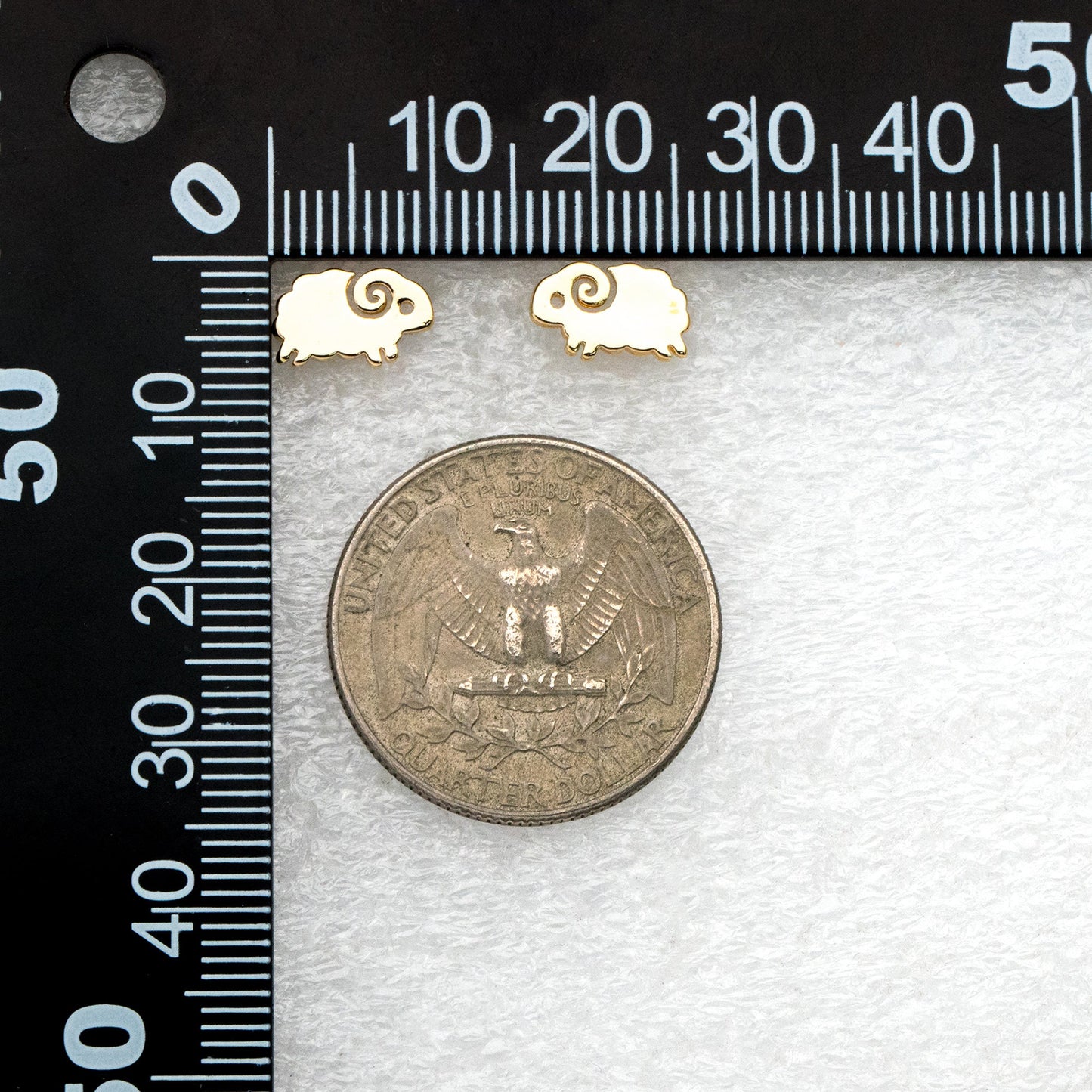 10pcs Gold Sheep Earrings, Gold Plated Brass, Cute Animal Stud Earrings (GB-4145)