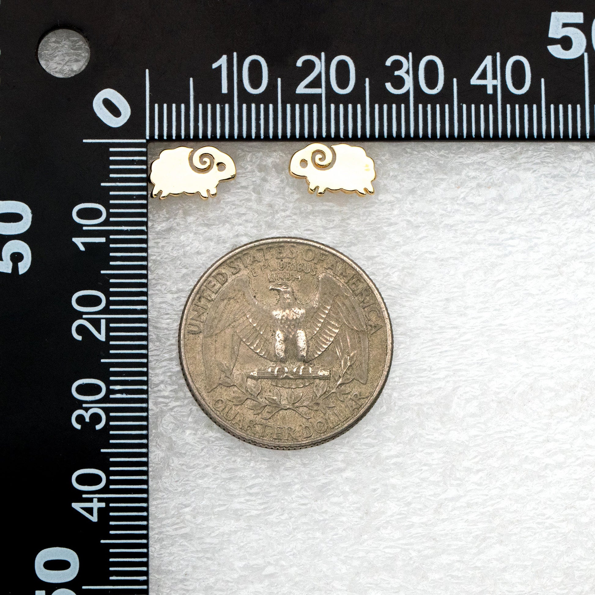 10pcs Gold Sheep Earrings, Gold Plated Brass, Cute Animal Stud Earrings (GB-4145)