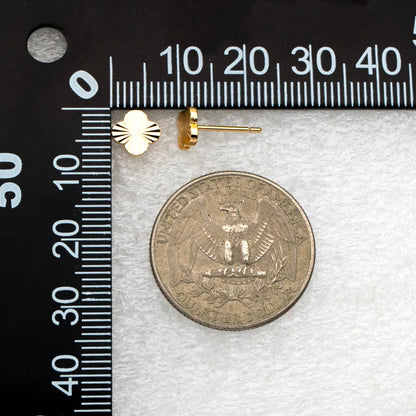 10pcs Gold Clover Earrings 7mm, Gold Plated Brass, Four Leaf Clover Stud Earrings (GB-4162)