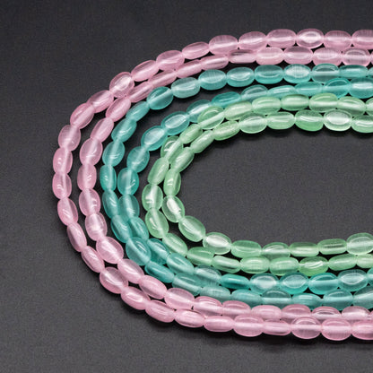 Cats Eye Beads Flat Oval 7x5mm, Full 14.5 inch strands (TR-077)