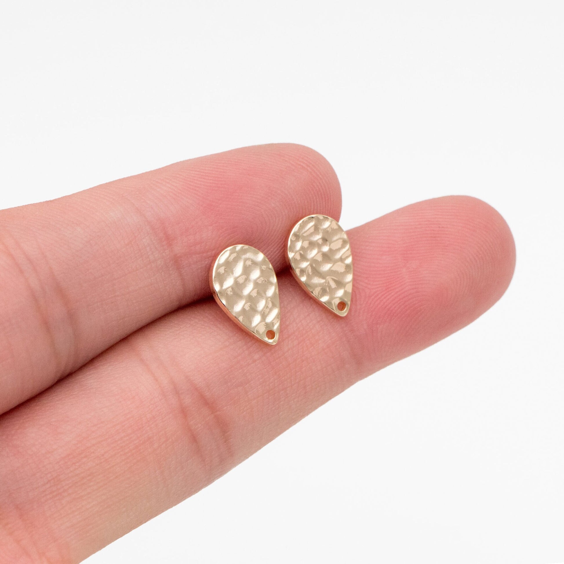 10pcs Gold Teardrop Earring with Loop, 11.5x8mm, 18K Gold Plated Brass Geometric Earring Studs (GB-4160)