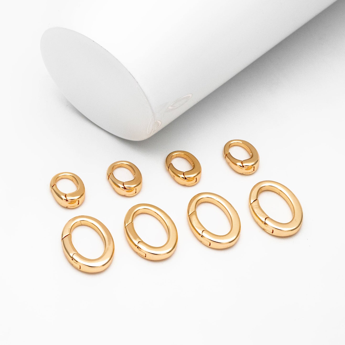 4pcs Gold Necklace Clasp, Oval Spring Gate Ring , Oval Gate Ring, Gold plated Brass Basic Supplies (GB-1831)