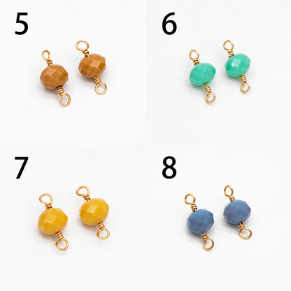 20pcs Crystal Rondelle Beaded Connectors, Glass Beads 8x6mm, 18K Gold Wire Charms, Diy Material Findings (GB-4133)