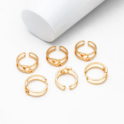 4pcs Gold/ Silver Double Band Triangle Ring, Everyday Ring, Fashion Rings, Dainty Rings, Adjustable Ring (#GB-4167)