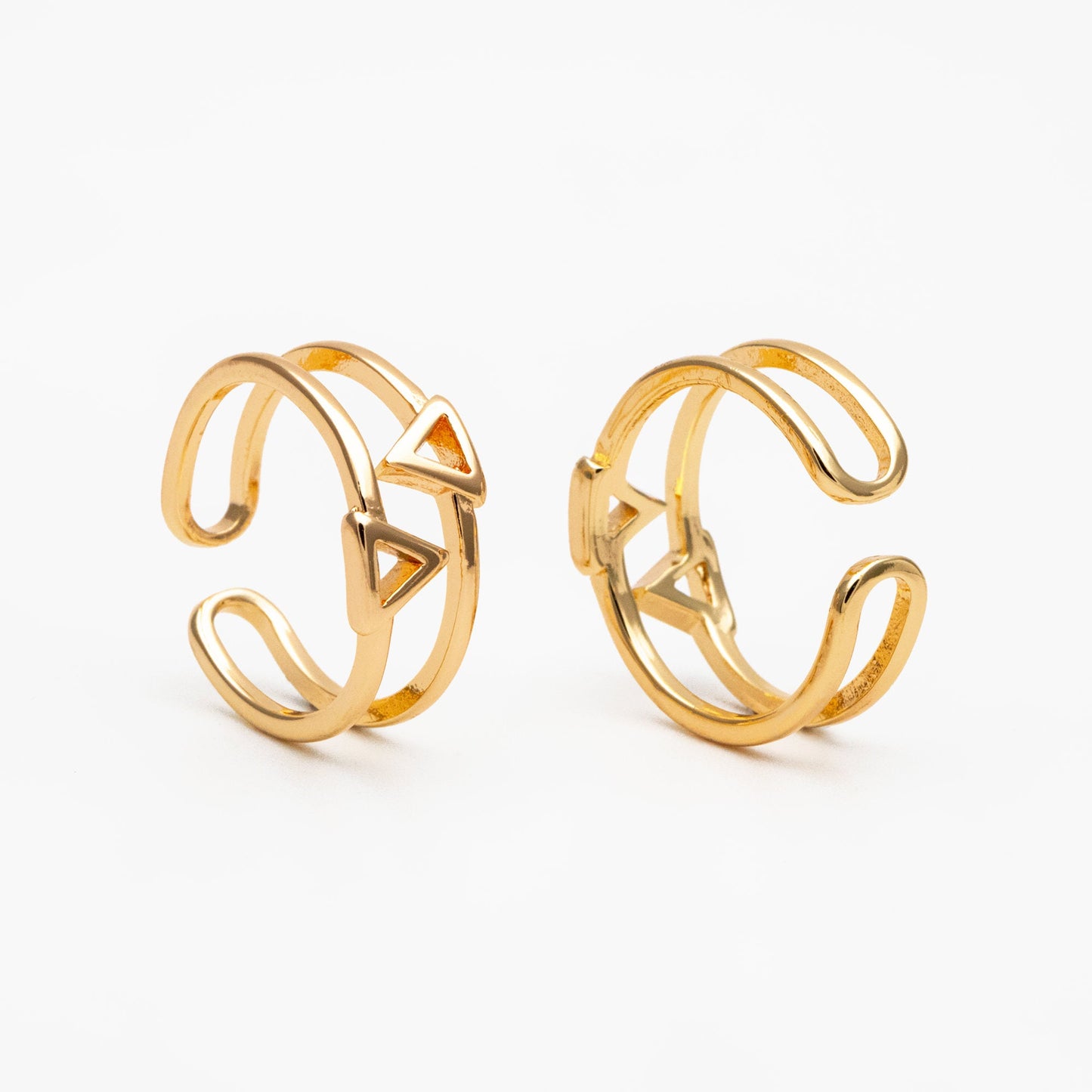 4pcs Gold/ Silver Double Band Triangle Ring, Everyday Ring, Fashion Rings, Dainty Rings, Adjustable Ring (#GB-4167)