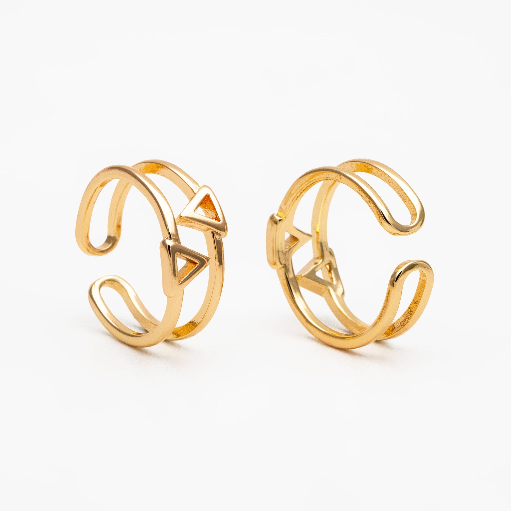 4pcs Gold/ Silver Double Band Triangle Ring, Everyday Ring, Fashion Rings, Dainty Rings, Adjustable Ring (#GB-4167)