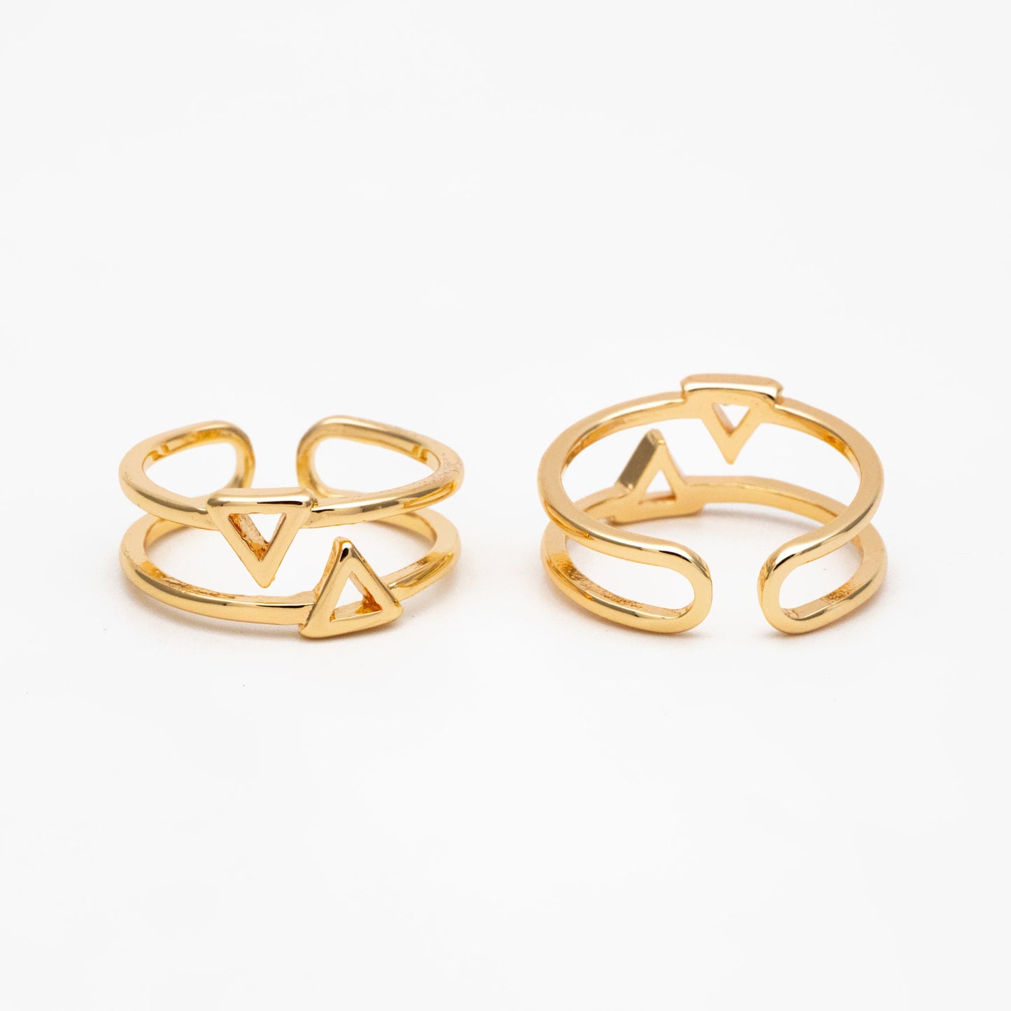 4pcs Gold/ Silver Double Band Triangle Ring, Everyday Ring, Fashion Rings, Dainty Rings, Adjustable Ring (#GB-4167)