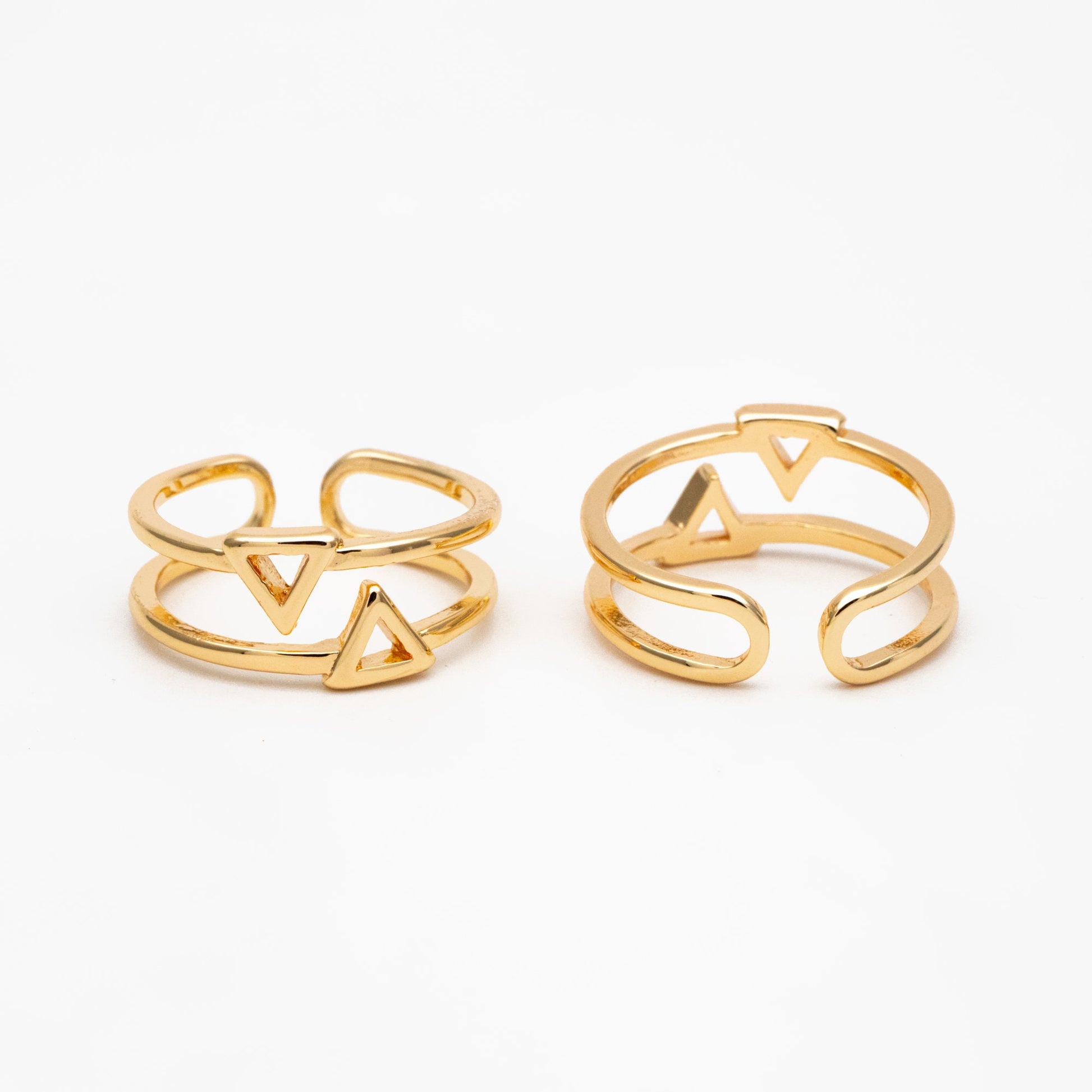 4pcs Gold/ Silver Double Band Triangle Ring, Everyday Ring, Fashion Rings, Dainty Rings, Adjustable Ring (#GB-4167)