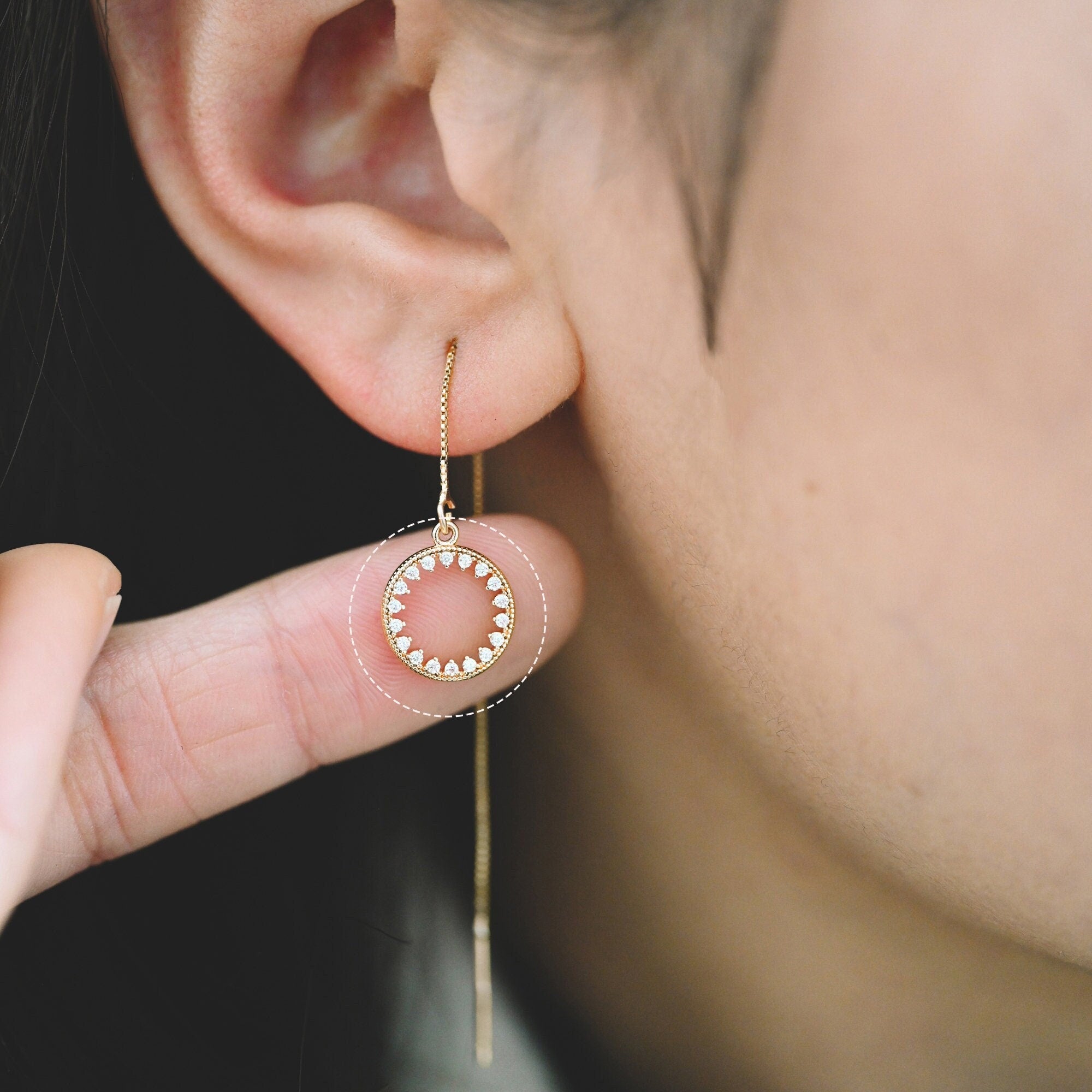 4pcs CZ pave Gold/ Silver Ring Charm 11x13mm, 18K Gold/ Rhodium plated Brass, Rhinestone Round Loop Circle Charm (GB-1641)