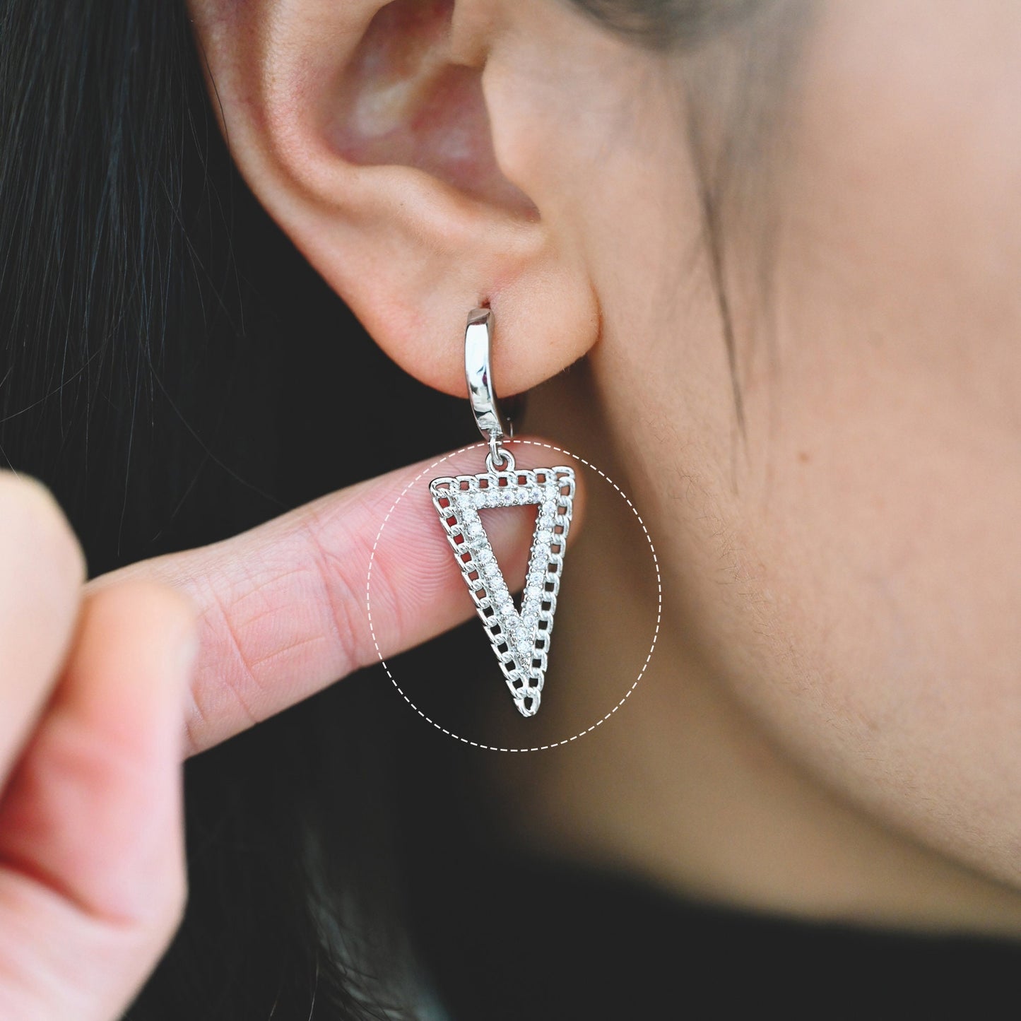 4pcs Gold / Silver Tone Triangle Charms 25x14mm, CZ Pave Geometric Triangle Pendants (GB-1715)