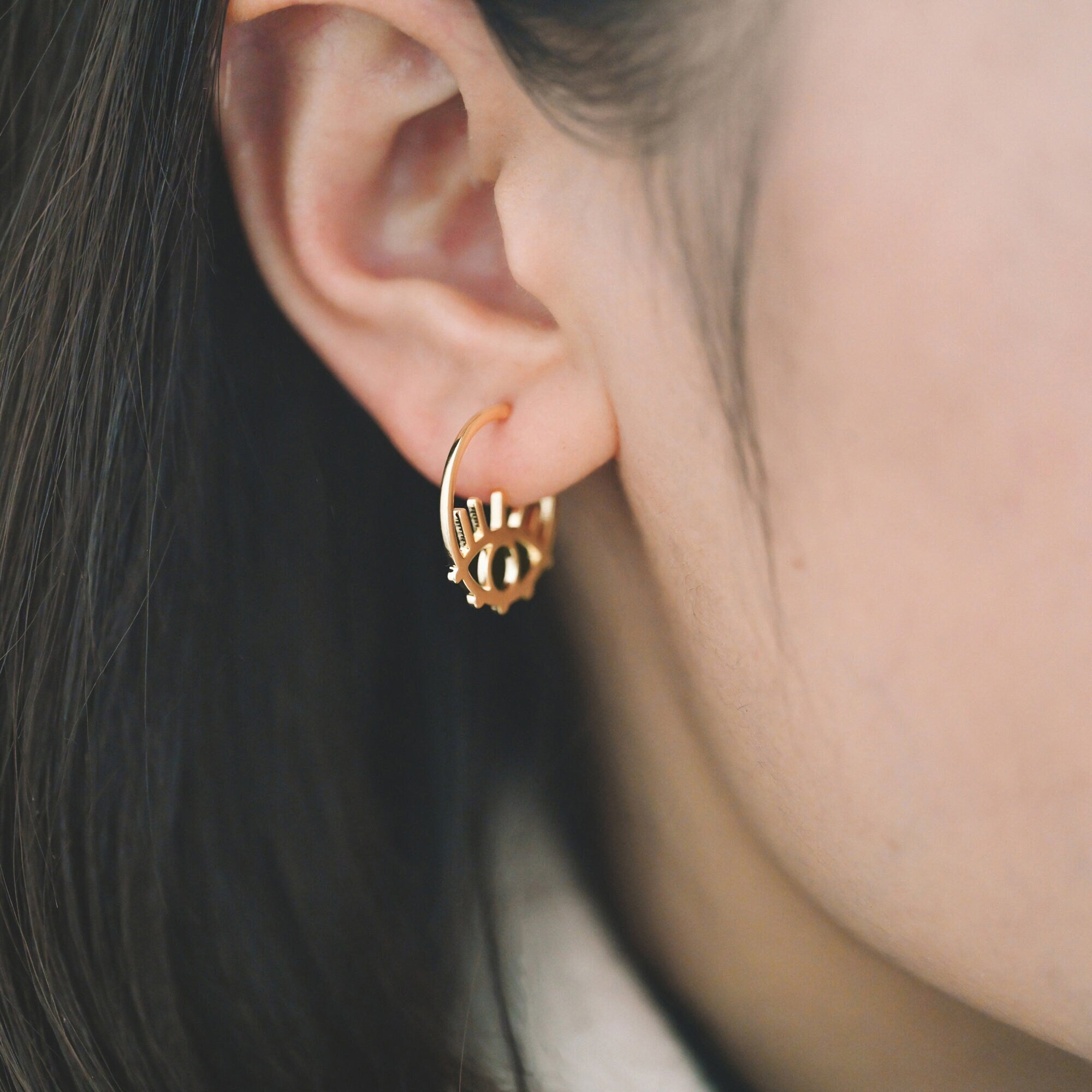 10pcs Gold Eye post Earrings, gold Evil Eye Earrings, Jewelry Making, Jewelry Supplies (#GB-1726)