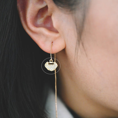 4pcs CZ Pave Tiny Chinese Auspicious Lock charm, Lucky charm, Earring Findings, Jewelry Making, Jewelry Supplies (GB-751-B)