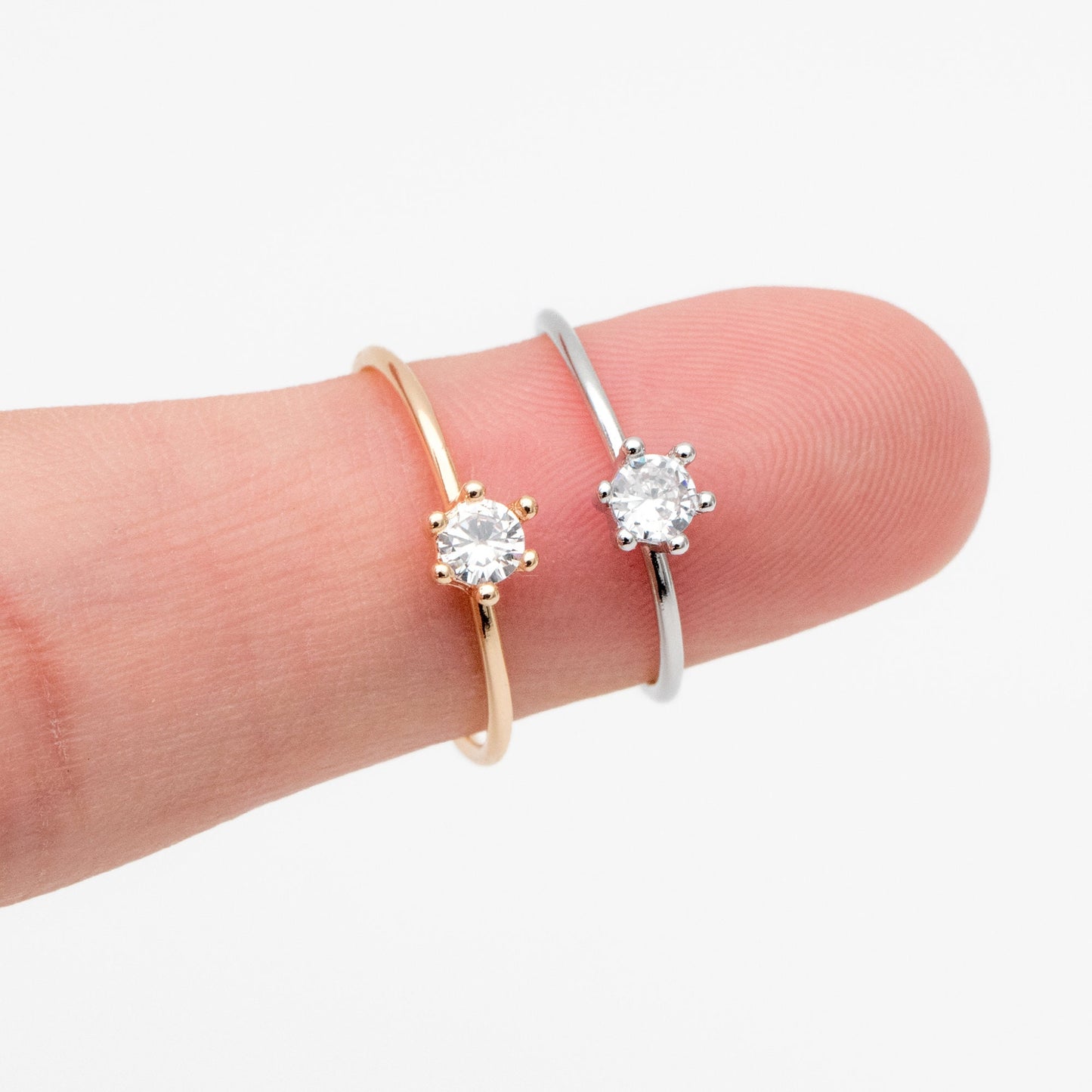 4pcs CZ Pave Gold/ Silver Minimalist Ring, Dainty Ring, Thin Ring, Weeding Ring (#GB-4169)