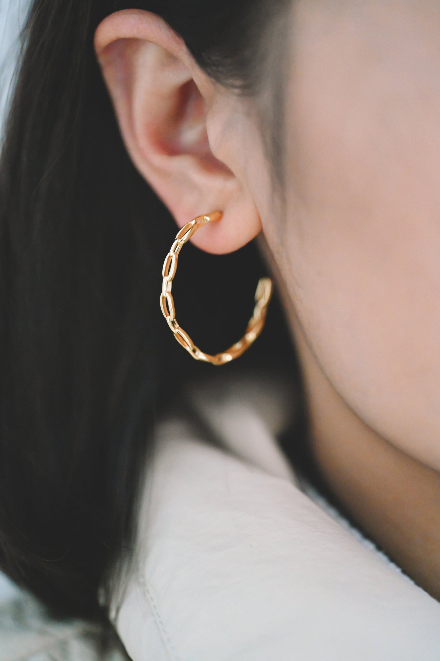 4pcs Gold Earring Posts 30/ 45mm, Geometric Round Ring Stud Earring, Circle Link Chain Ear Findings (GB-1167)