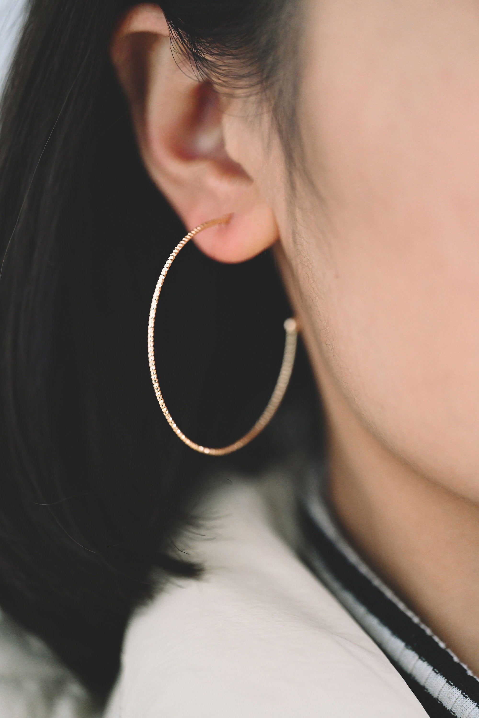 10pcs Gold/ Silver Earring Hoop, Geometric Round Ring Stud Earring, Circle Size 40/ 43/ 48mm (GB-1261)