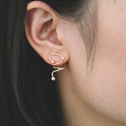 4pcs Spiral Earring with Loop, 18K Gold plated Brass, Spin In Earrings, Wire Earrings (#GB-1419)
