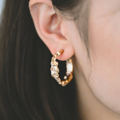 10pcs Gold/ Silver Tone Earring Posts 30mm, Geometric Round Stud Earring, Hammered Ear Findings (GB-1539)