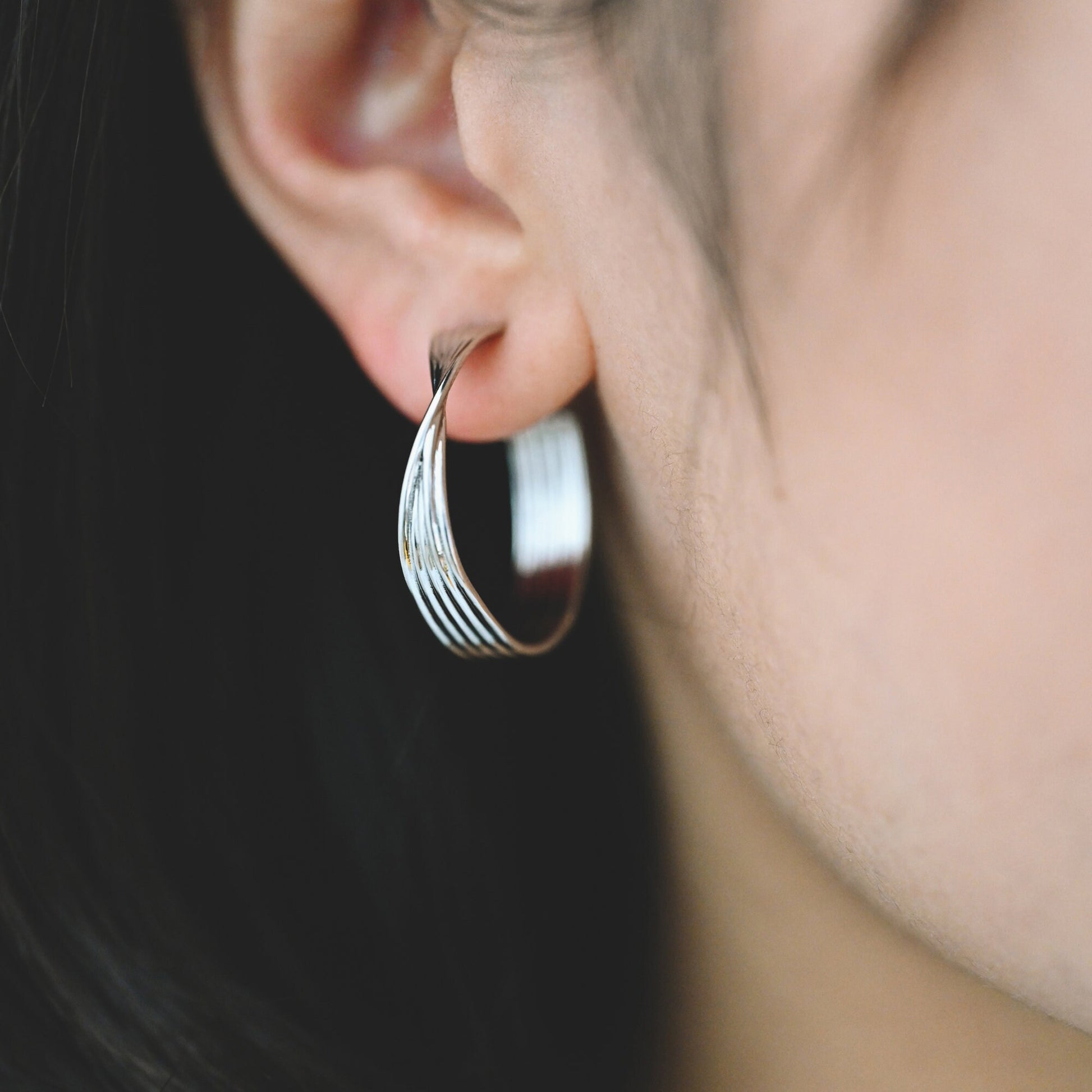 10pcs Gold/ Silver tone Twisted Hoops, Minimalist Earrings, Modern Thick Hoops, Statement Hoops Earring (GB-1983)