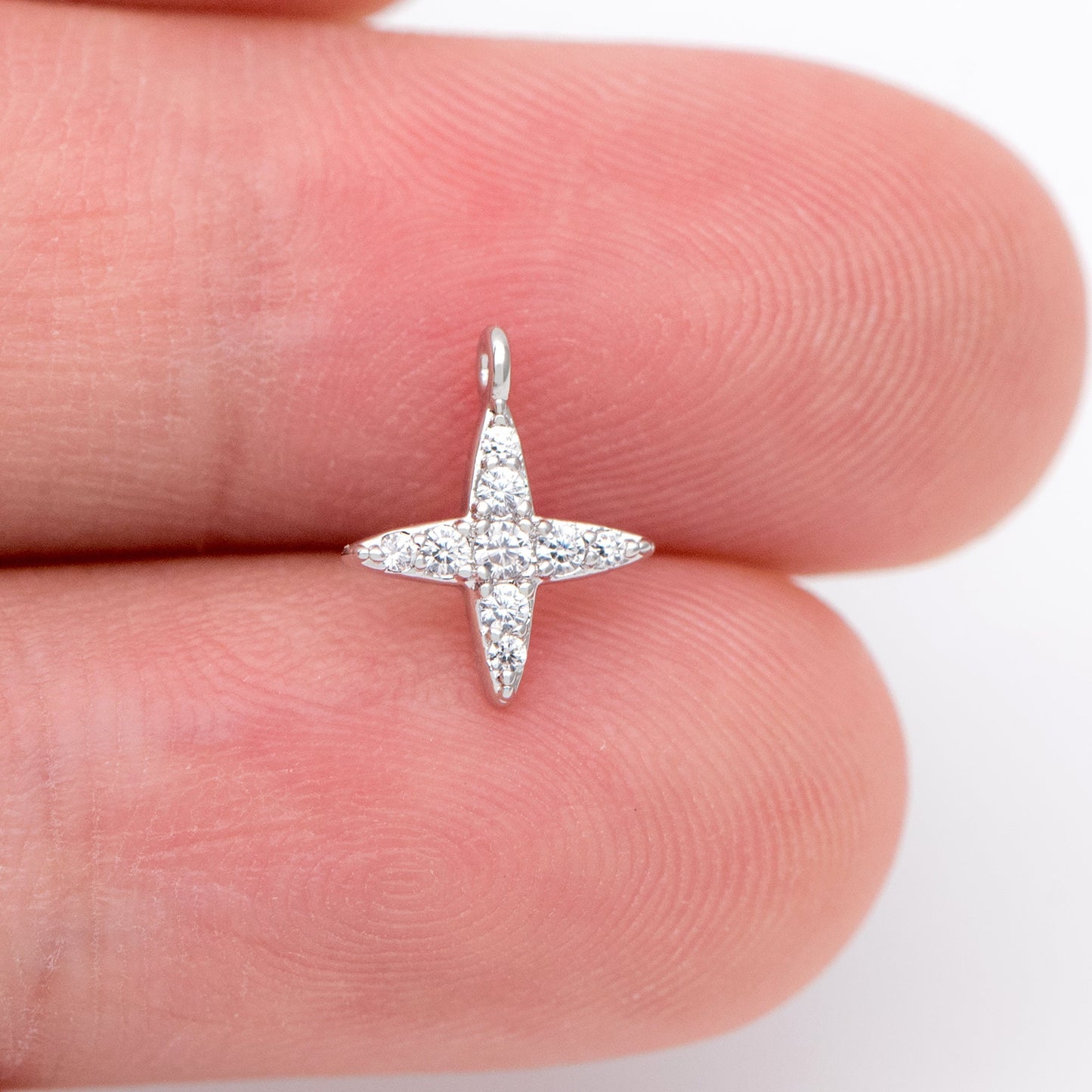 10pcs CZ Pave Gold / Silver Tone Cross Charms 10x8.5mm, 18K Gold/ rhodium plated Brass (GB-924-A)