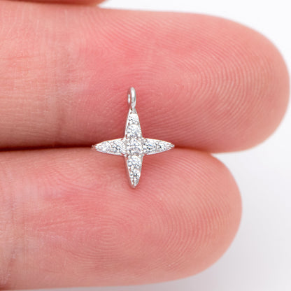 10pcs CZ Pave Gold / Silver Tone Cross Charms 10x8.5mm, 18K Gold/ rhodium plated Brass (GB-924-A)