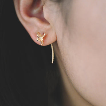 10pcs Gold plated Brass butterfly Ear Hooks, Simple Earwires Earring Components (GB-1202)
