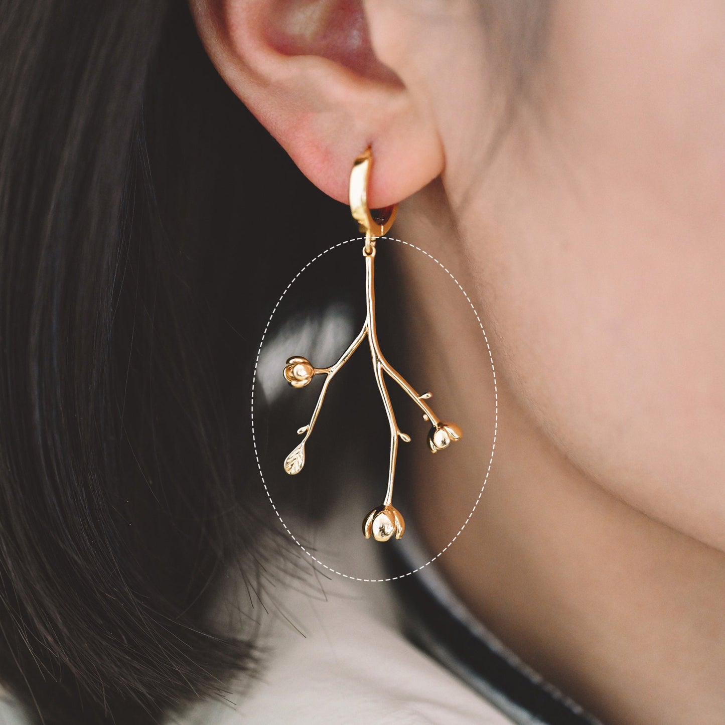 10pcs Gold Flower Branch Charms, Brass Filigree Branche Pendant, Blossom Charm for Jewelry Making (GB-1208)