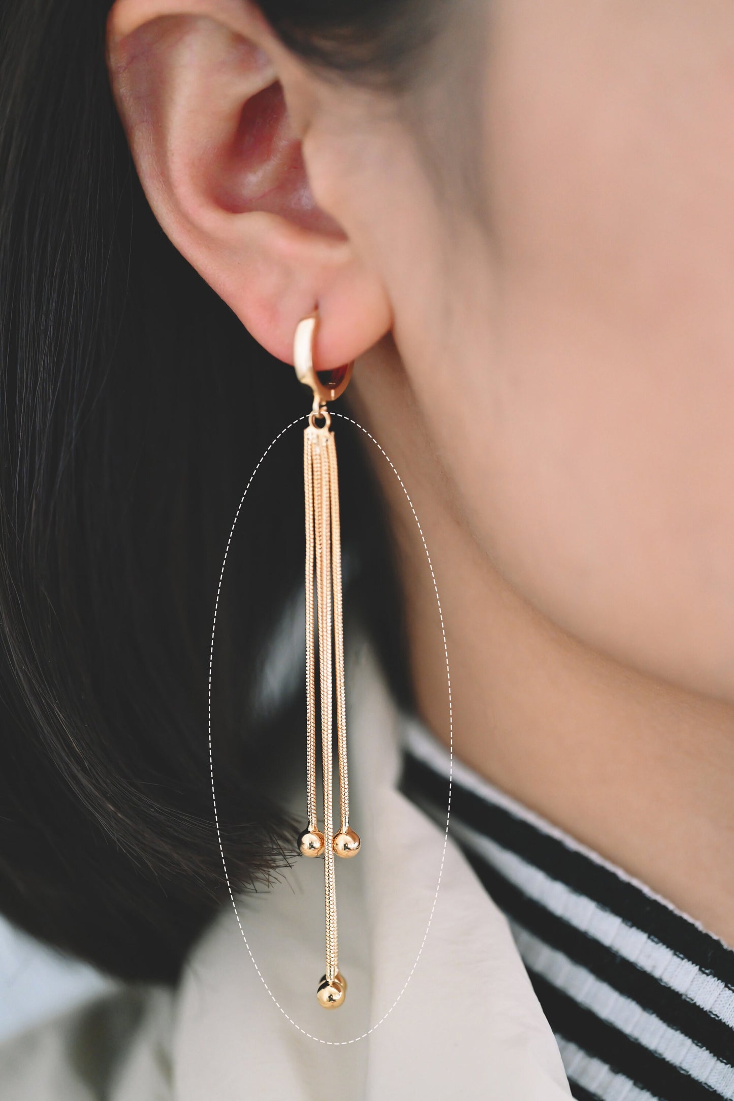 4pcs Gold Chain Tassels 83mm Long with balls, Earring Tassels (GB-3523-B)