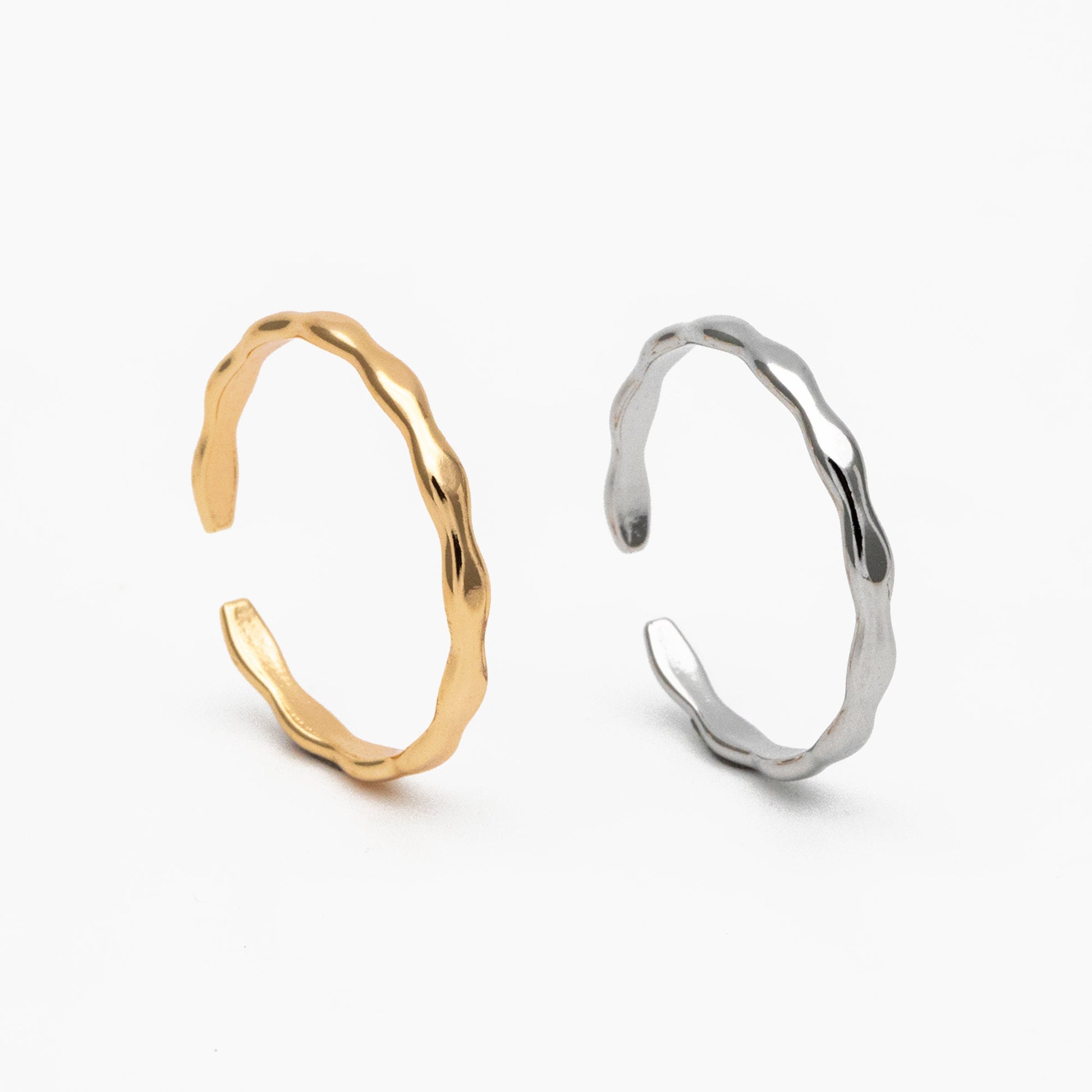 4pcs Gold/ Silver Wave Ring, Finger Ring, Everyday Ring, Modern Style Ring, Fashion Rings, Dainty Rings (#JZ-018-C)