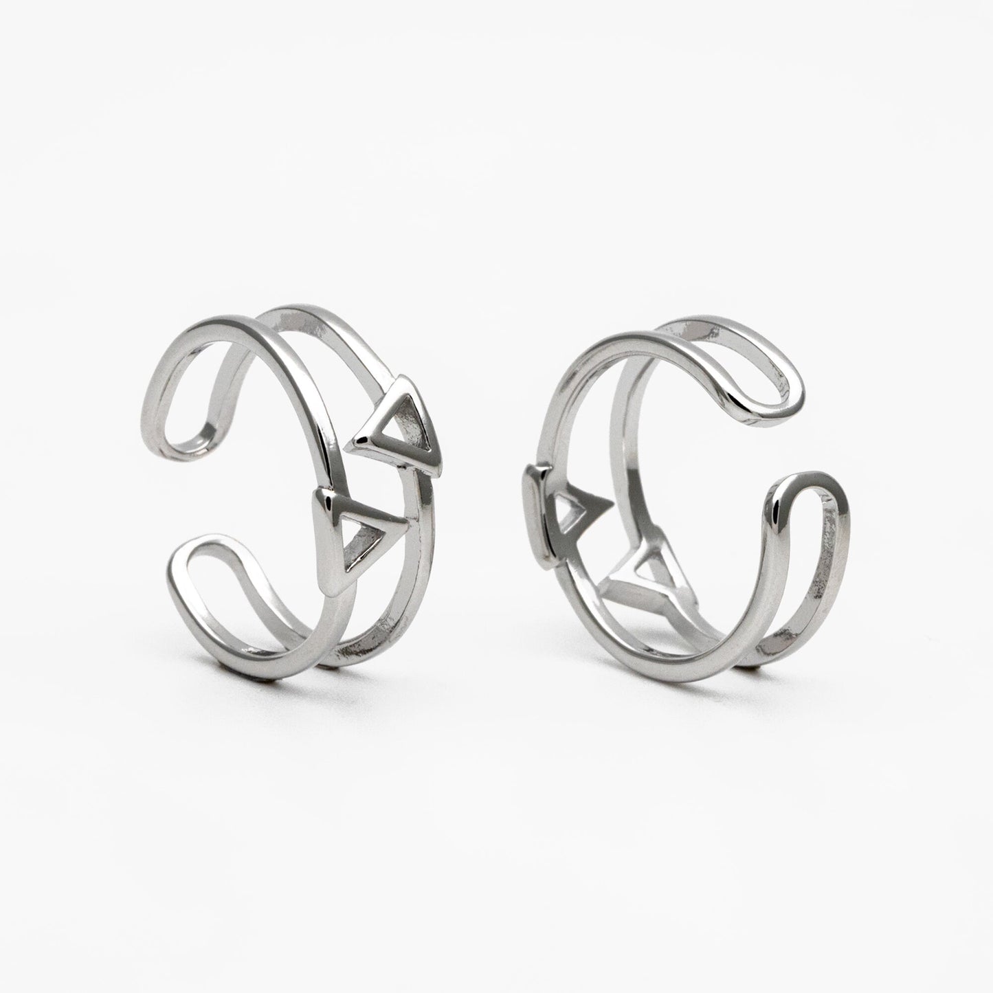 4pcs Gold/ Silver Double Band Triangle Ring, Everyday Ring, Fashion Rings, Dainty Rings, Adjustable Ring (#GB-4167)