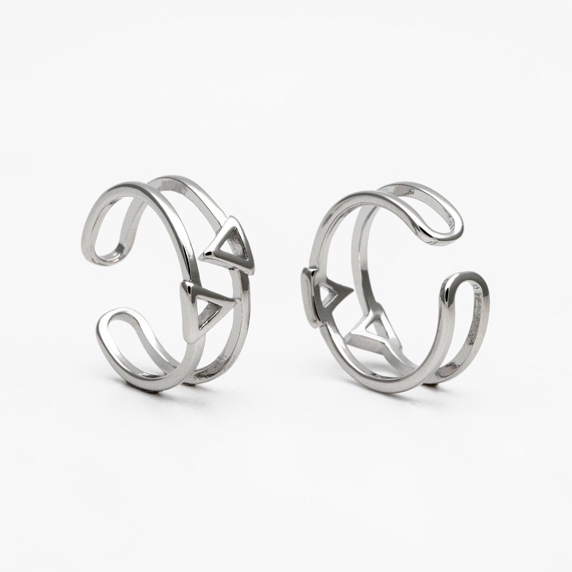 4pcs Gold/ Silver Double Band Triangle Ring, Everyday Ring, Fashion Rings, Dainty Rings, Adjustable Ring (#GB-4167)