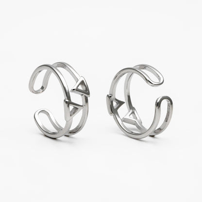 4pcs Gold/ Silver Double Band Triangle Ring, Everyday Ring, Fashion Rings, Dainty Rings, Adjustable Ring (#GB-4167)