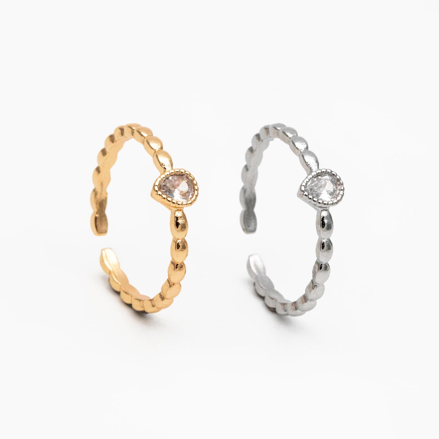 4pcs CZ Pave Gold/ Silver Teardrop Ring, Dainty Ring, Thin Ring, Everyday Ring (#GB-4171)