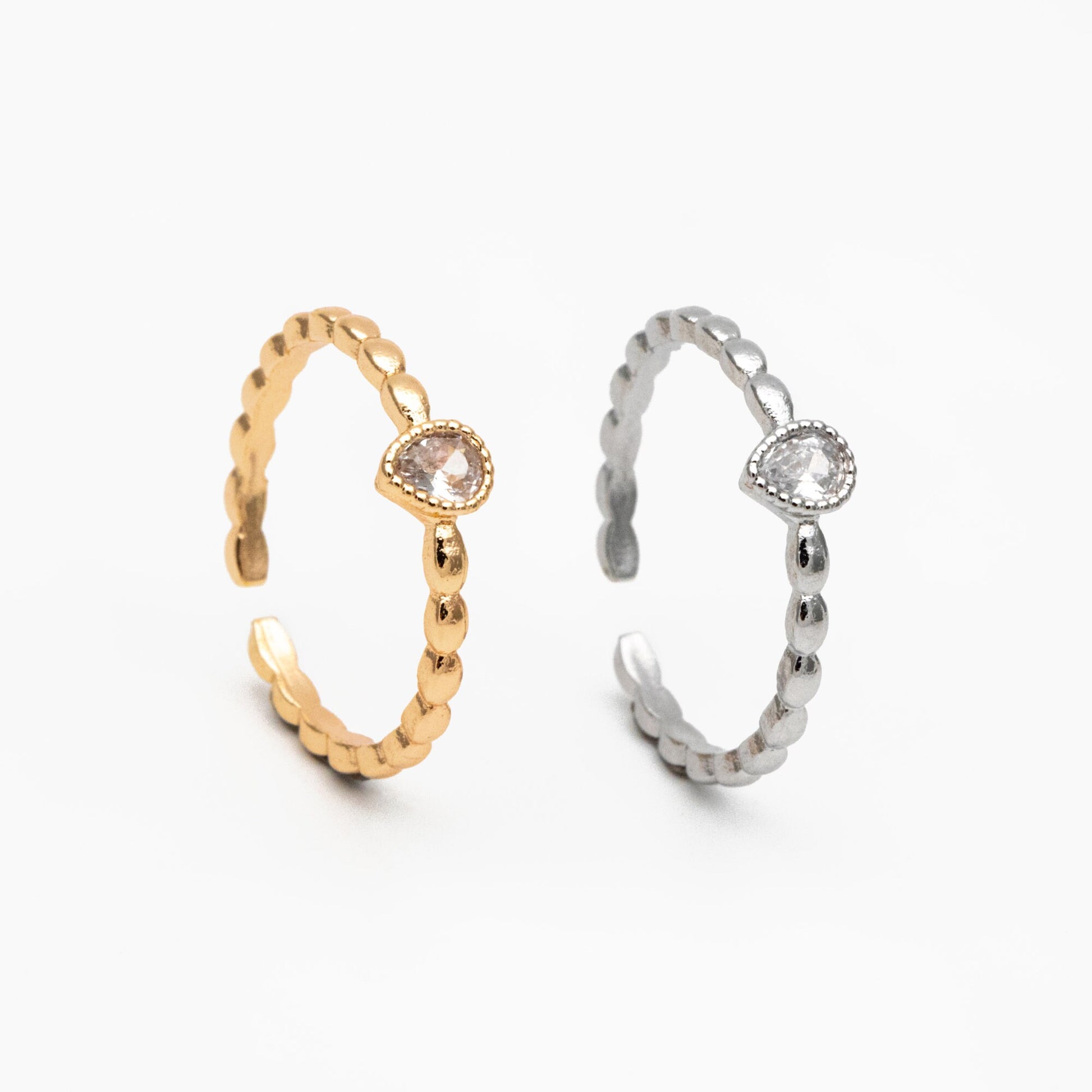 4pcs CZ Pave Gold/ Silver Teardrop Ring, Dainty Ring, Thin Ring, Everyday Ring (#GB-4171)