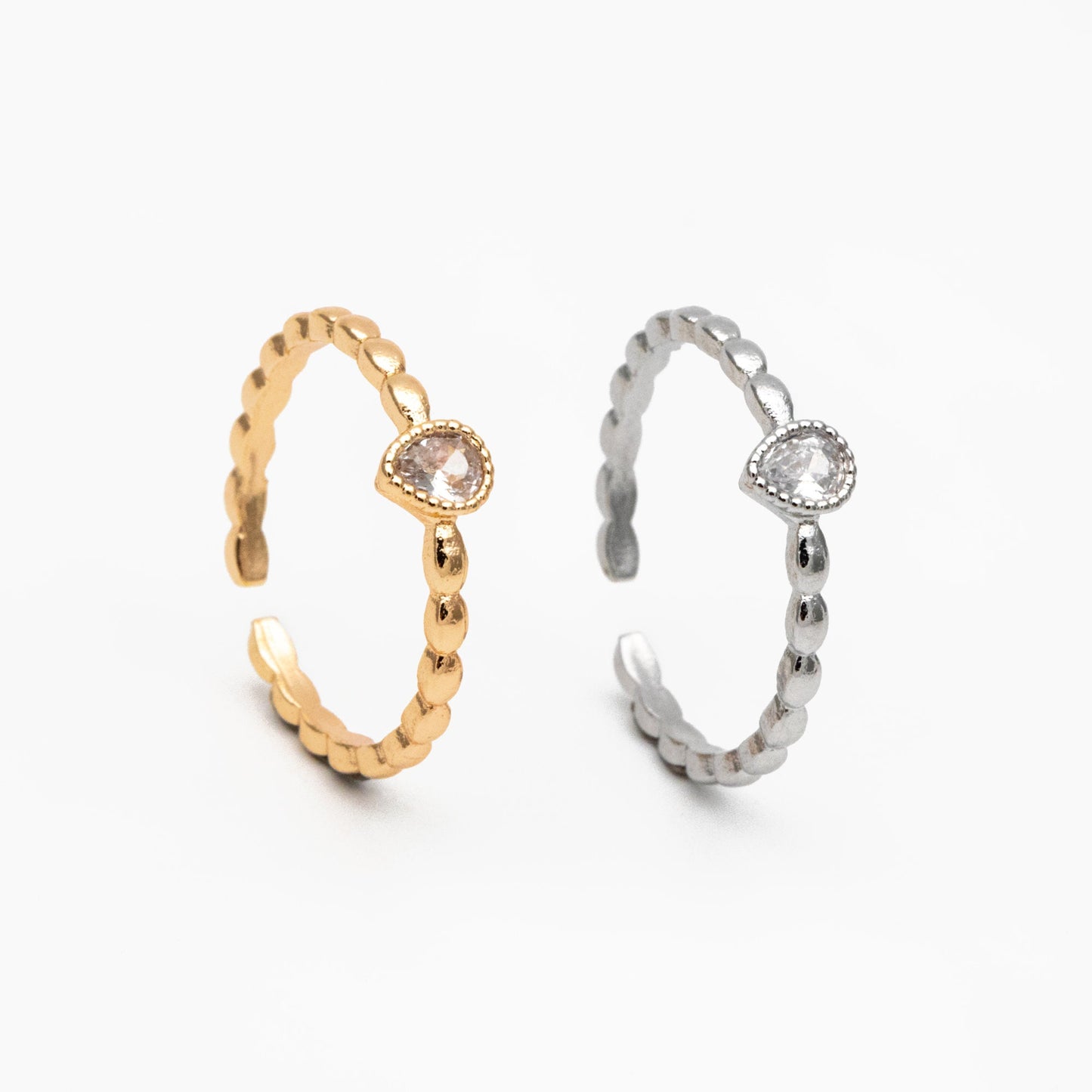 4pcs CZ Pave Gold/ Silver Teardrop Ring, Dainty Ring, Thin Ring, Everyday Ring (#JZ-022-B)